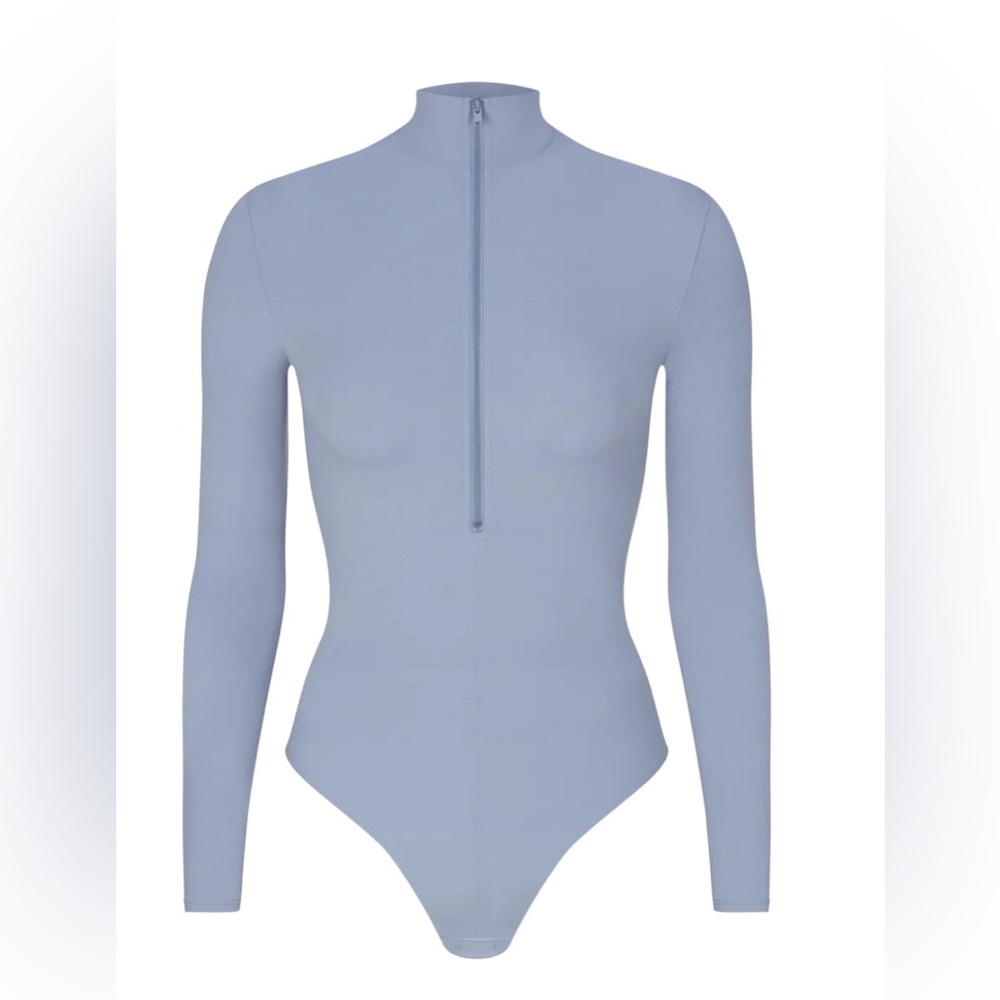 Skims Fits Everybody Zip Front Bodysuit S Slate NWT